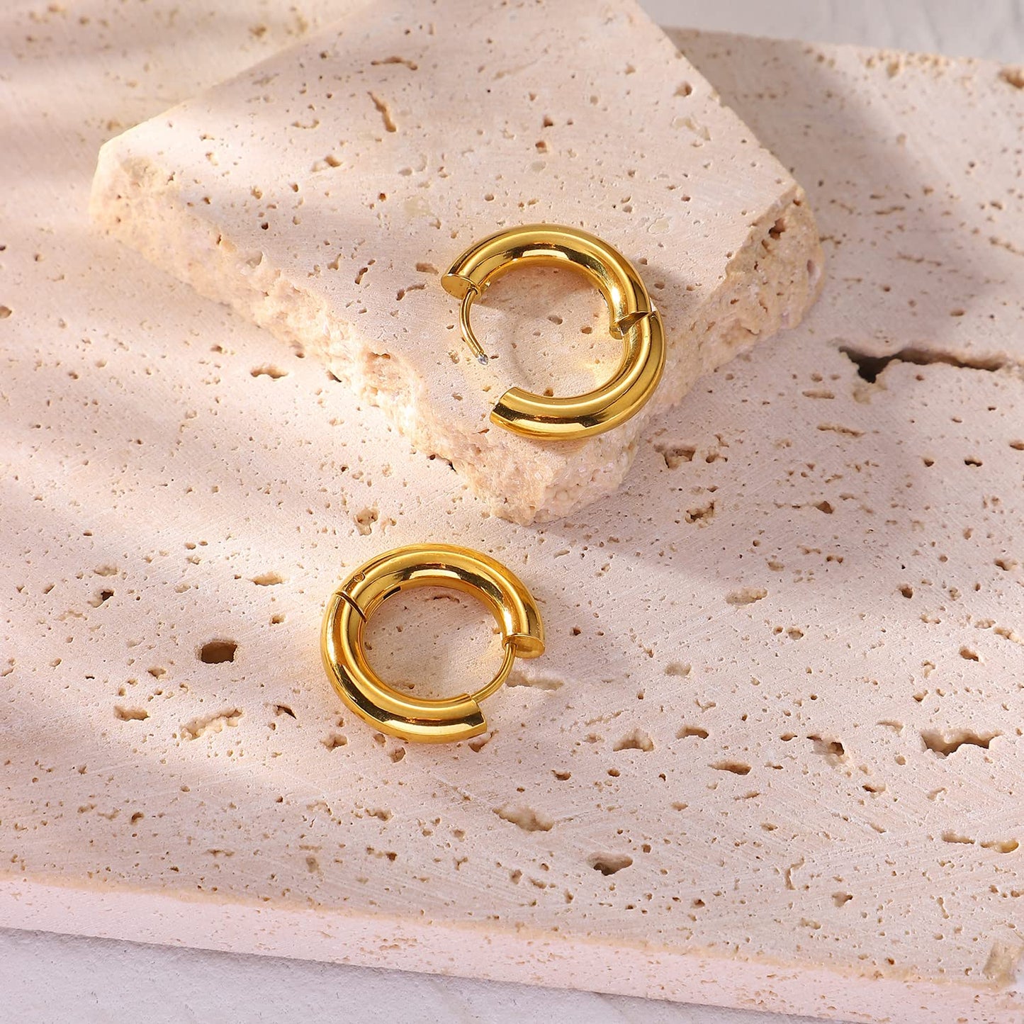 18K Gold Chunky Hoop Earrings