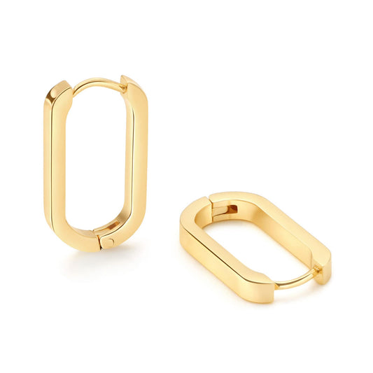 18K Gold Paperclip Hoop Earrings