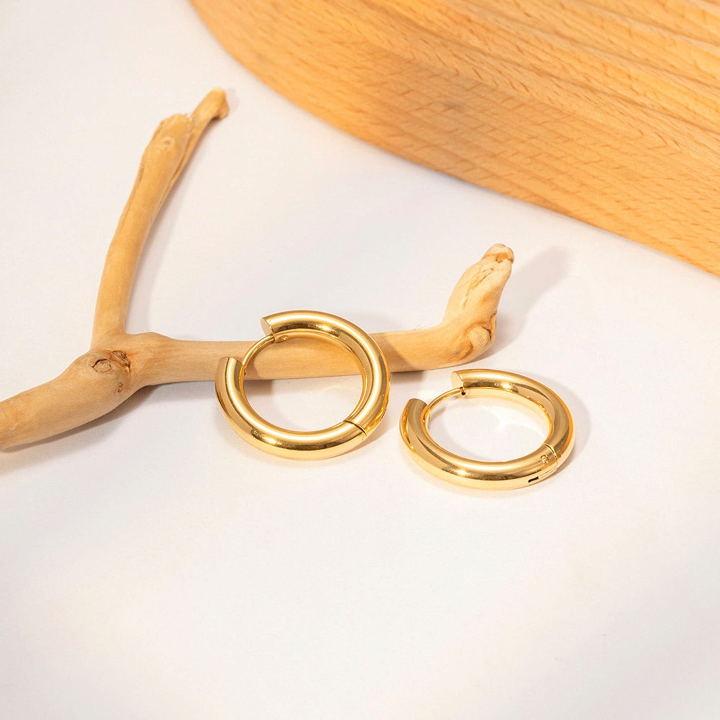 18K Gold Chunky Hoop Earrings