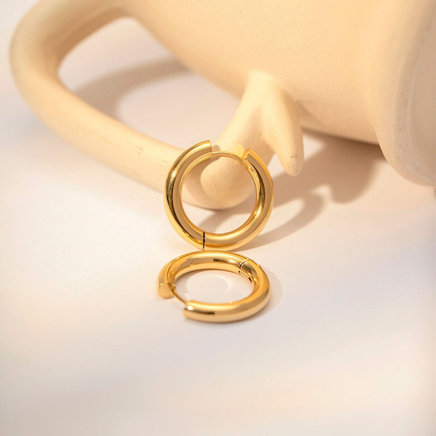 18K Gold Chunky Hoop Earrings