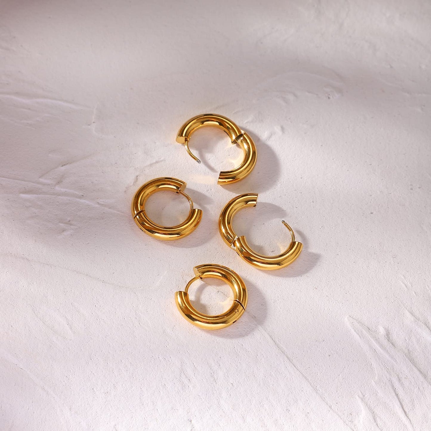 18K Gold Chunky Hoop Earrings