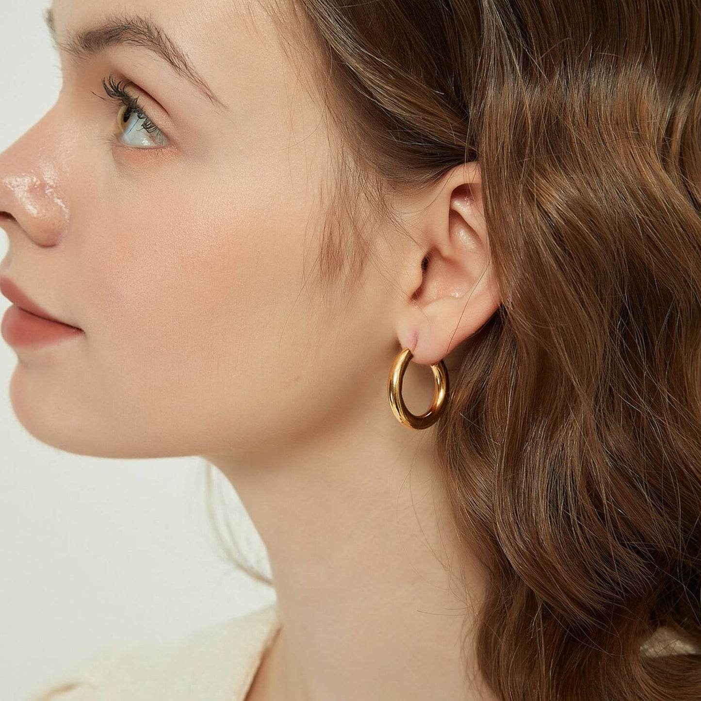 18K Gold Chunky Hoop Earrings