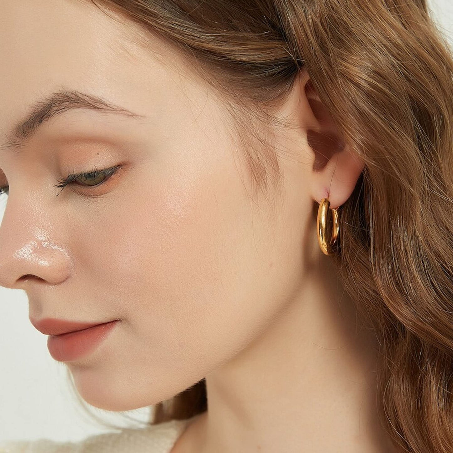 18K Gold Chunky Hoop Earrings