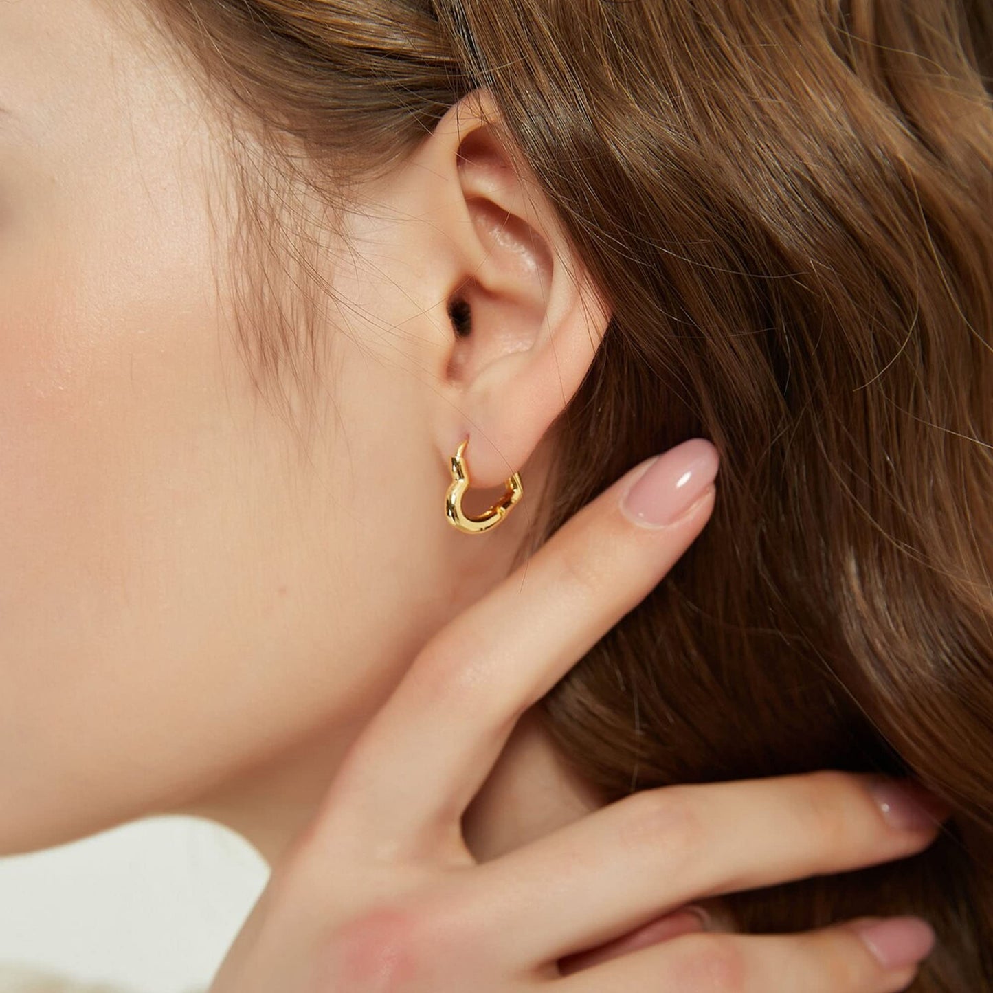 Gold Chunky Heart Hoop Earrings
