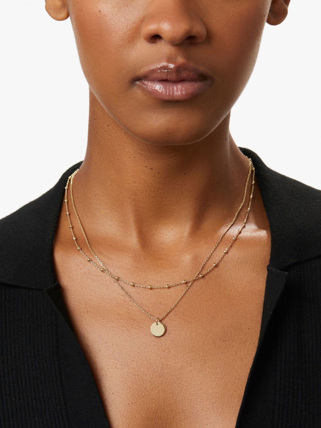 Coin Pendant Layered Necklace