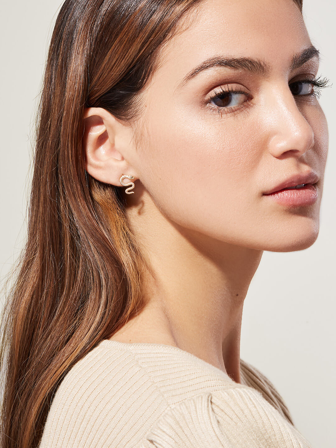 Gold Snake Stud Earrings